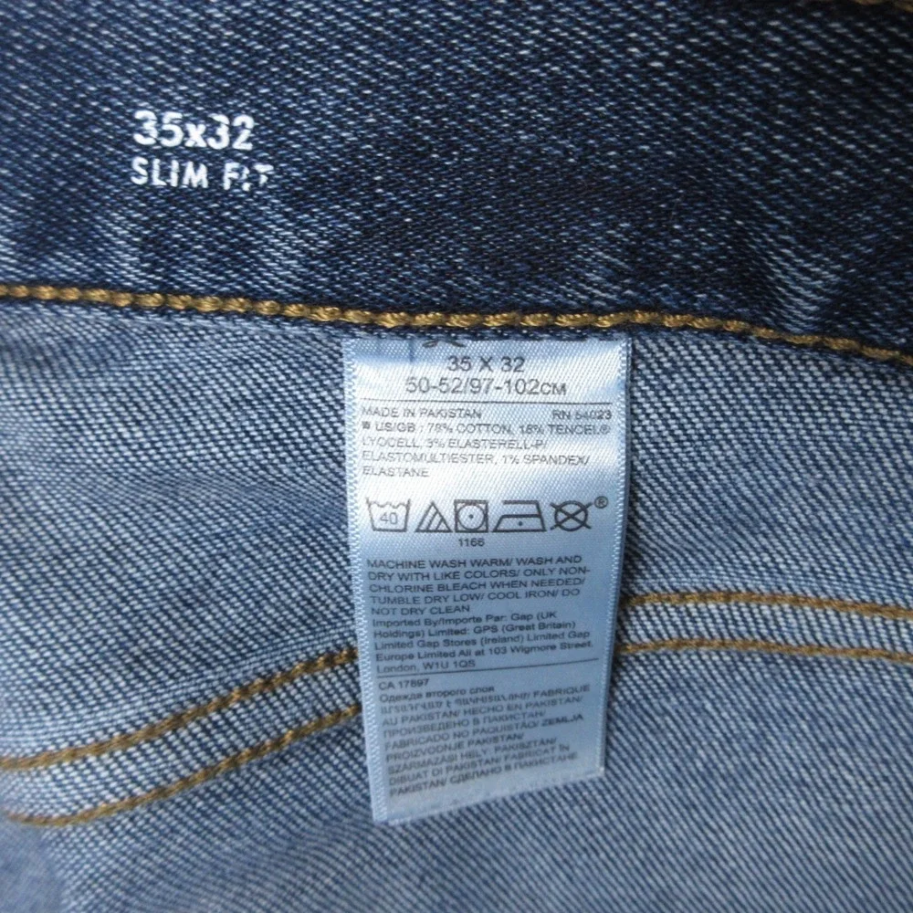 Banana Republic Jeans Mens 35x32 Blue Legacy Slim‎ Fit Faded Whisker Denim Pants